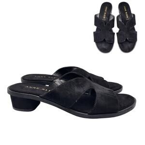 Anne Klein iFlex Tania Black Sandals Open-Toe Cut-outs Block Heel Women's Size 8